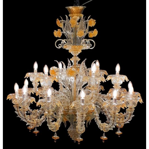 Lampadario Rezzonico 12+12 luci oro